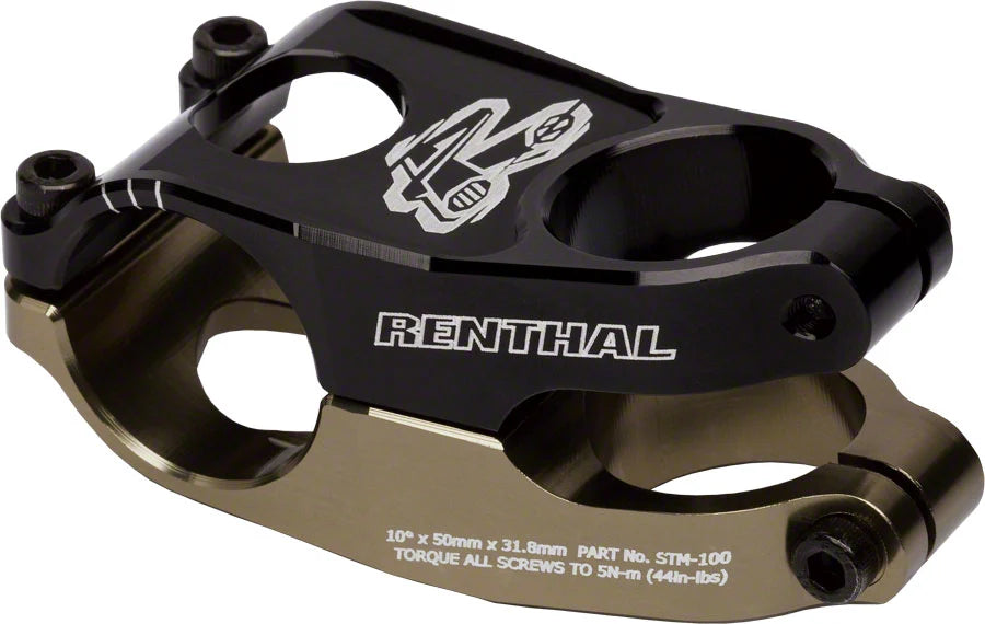 Renthal Duo Stem: 50mm, +10 degree, 31.8mm, 1-1/8", Black/Gold