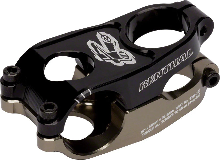 Renthal Duo Stem: 50mm, +10 degree, 31.8mm, 1-1/8", Black/Gold