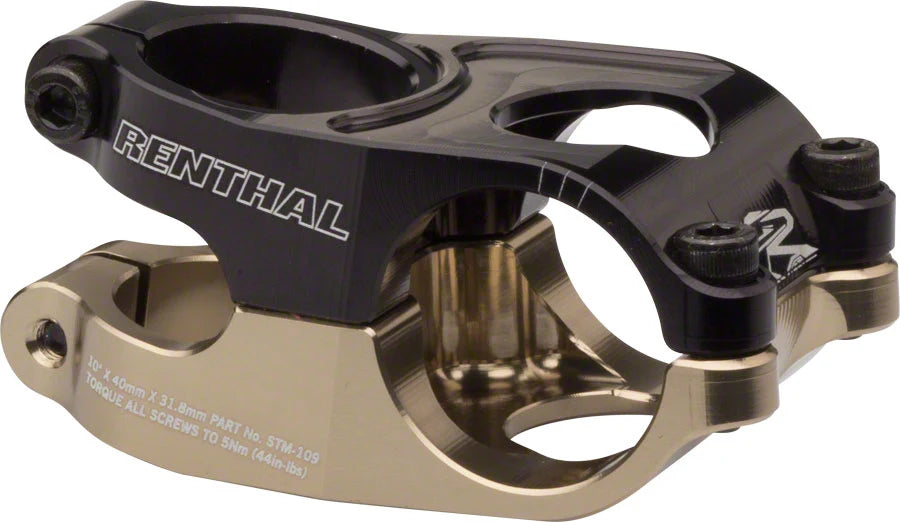 Renthal Duo Stem: 40mm +10 degree 31.8mm 1-1/8", Black/Gold